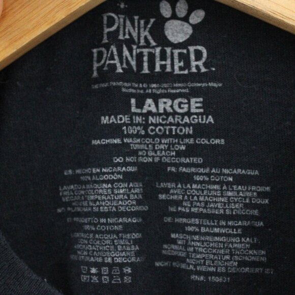 Pink Panther Shirt Mens Black Short Sleeve Japanese Logo Graphic Cotton Large L - Picture 6 of 9